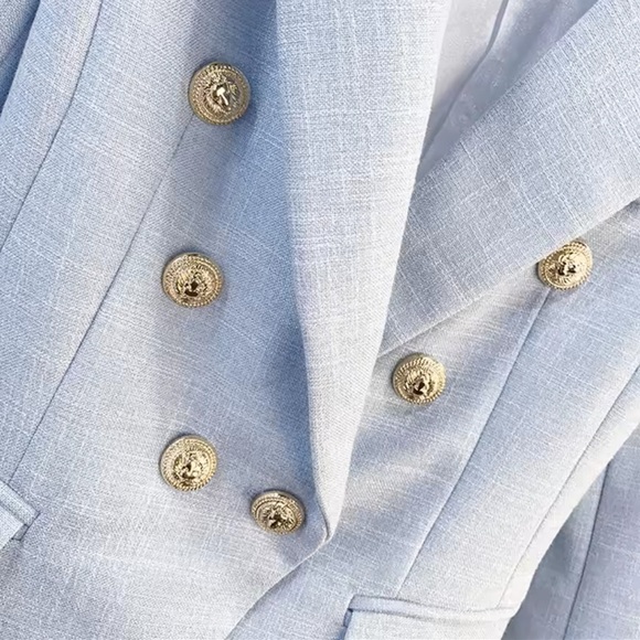 Women Button Blazer Casual Slim Double Breasted Straight - Picture 4 of 6